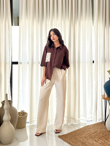 Beige linen pants